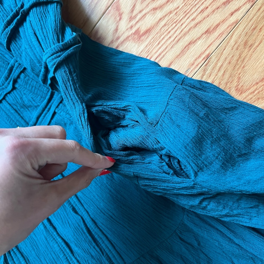 Wayward fancies by eShakti teal textured midi dress size medium pockets - Picture 5 of 7
